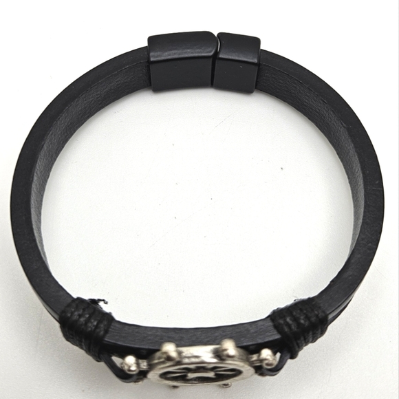 🆓️ FREE ADD ON Nautical Style Leather Silver Plastic Bracelet Unisex - Picture 3 of 5